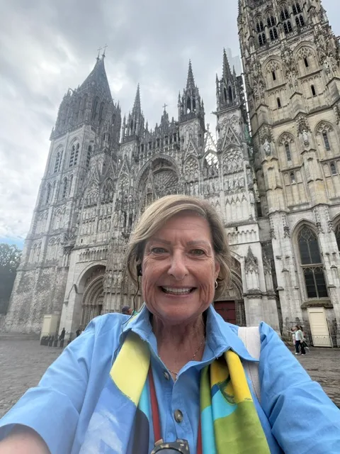Marsha in front of Rouen Cathedral