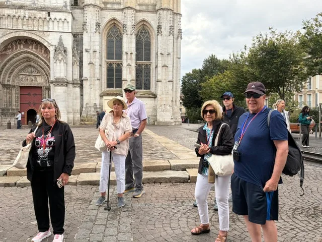 Travel Buddies outside Rouen Cathedral