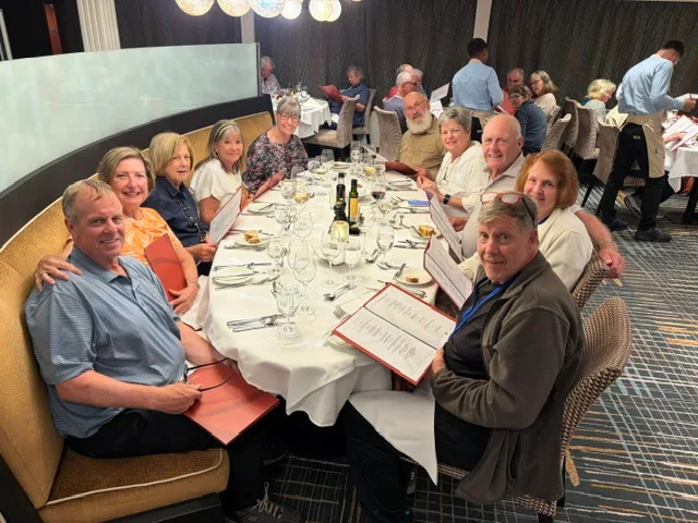 Dinner with new friends on board the ship
